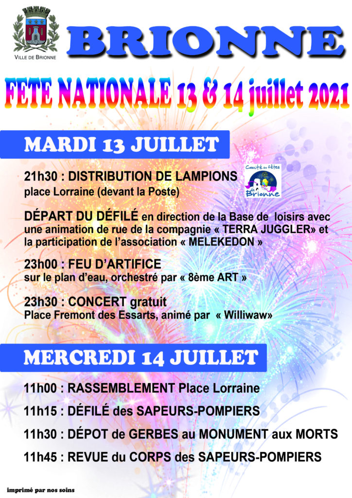 Fête Nationale les 13 et 14 juillet - Mairie de Brionne