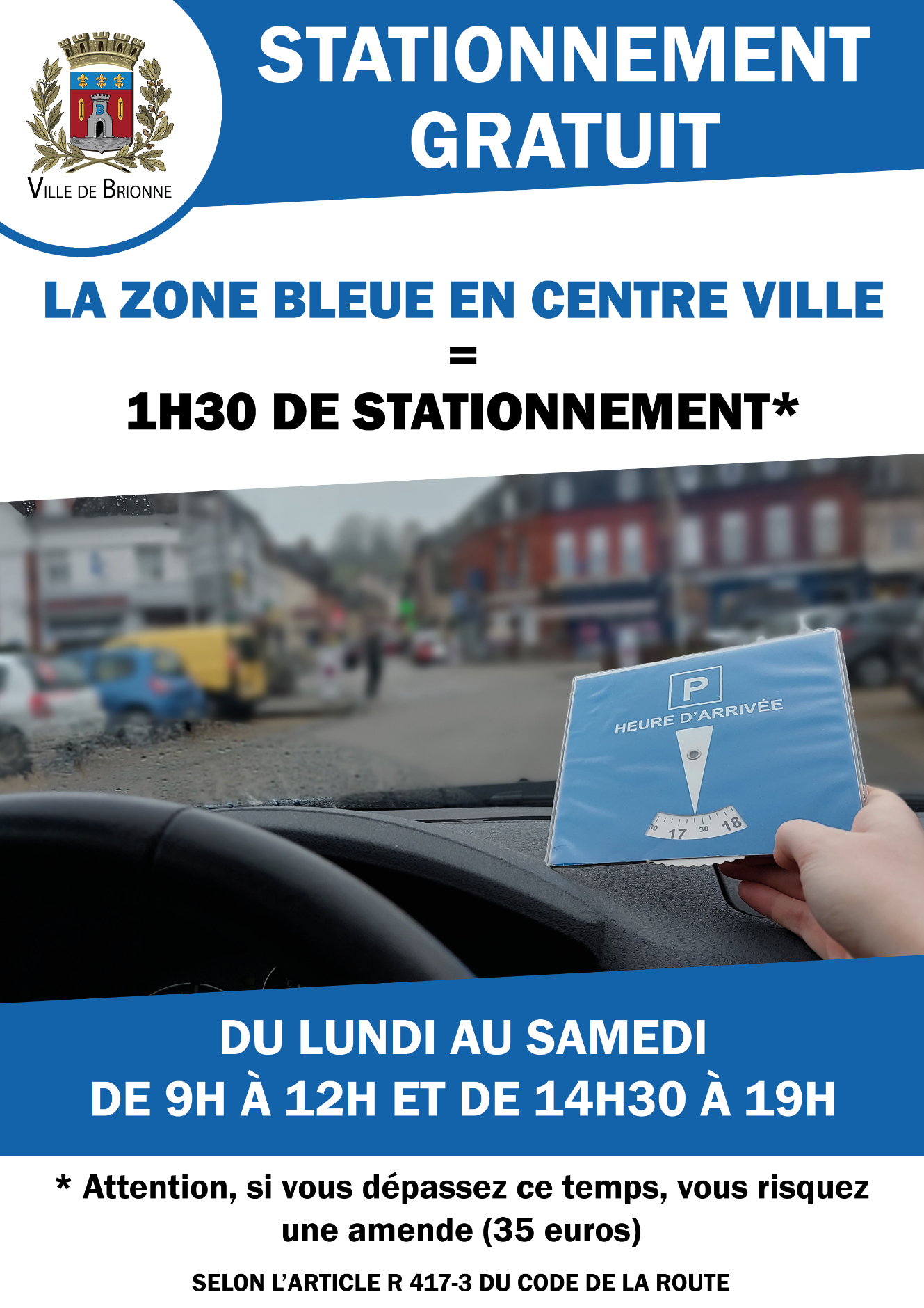 Zone bleue-disque de stationnement - Mairie de Brionne