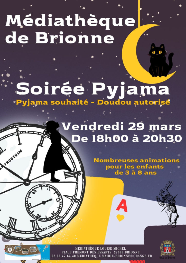 Soirée Pyjama à la médiathèque de Brionne le vendredi  29 mars 2024 de 18h00 à 20h30