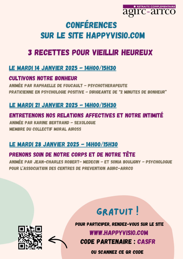 Conférences "3 recettes pour vieillir heureux"