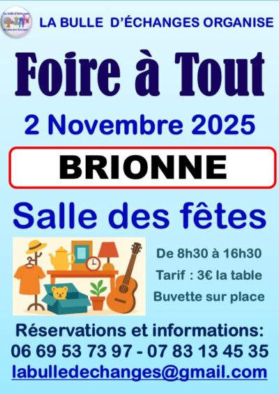 FOIRE À TOUT NOV.2025 LA BULLE D'ÉCHANGE