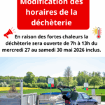 INFO HORAIRES MODIFICATION DECHETERIE