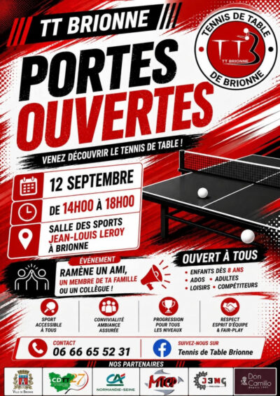 TENNIS DE TABLE DE BRIONNE PORTE OUVERTE 12 SEPT 2026